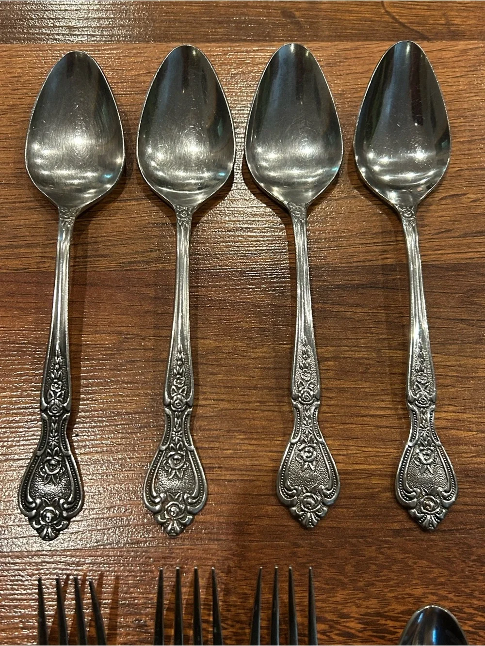 Vintage Normandy Stainless Steel Flatware 11 Piece Textured Rose